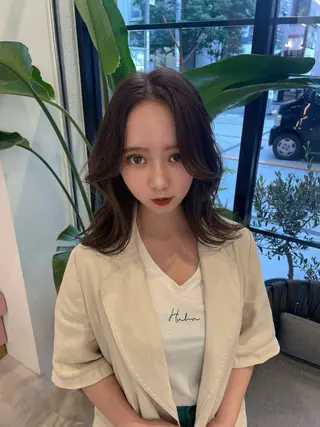 ミディアム 韓国風レイヤーカット 松葉翔のヘアスタイル