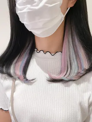 ミディアム 横浜🍒ルーツカラー エクステ／RIEのヘアスタイル