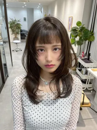 セミロング カラー 韓国レイヤー/透明感 /髪質改善/アジキのヘアスタイル