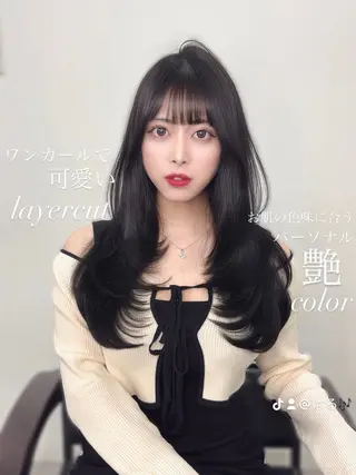 ロング kiti SAKAE所属・HARU/顔周り /ワンホンレイヤーのヘアスタイル