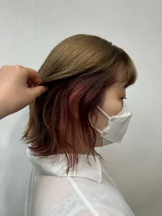 カラー .AIRI🌼 暖色/ぱつっとぼぶのヘアスタイル