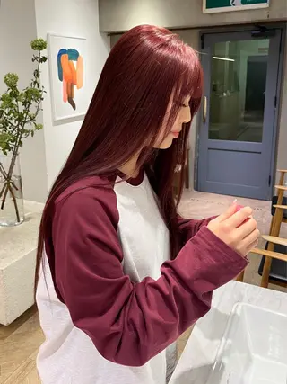 ロング カラー レイヤーカット🐩 透明感カラー モカのヘアスタイル