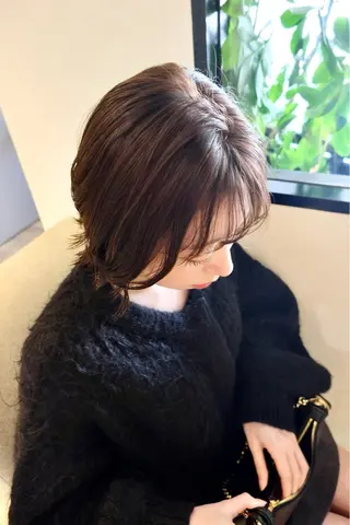 ミディアム カラー ROCAReTA FOR HAIR 千本丸太町店所属・なかがきはな/ボブ/ レイヤー/パーマのヘアスタイル