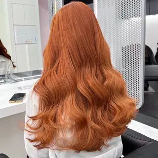 ロング カラー 韓国風艶髪🎀 暖色カラー🤍のヘアスタイル