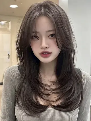 ロング カラー 🫧ナオ🫧 /韓国 ヘア/ マンツーマンのヘアスタイル