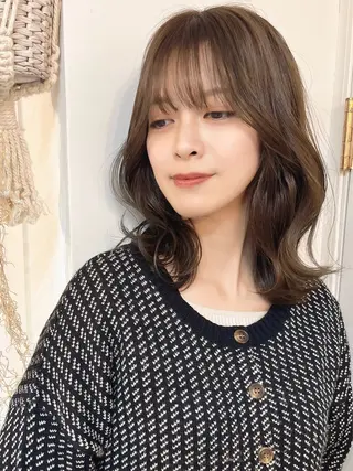 ミディアム 前髪&顔周りカット/ 韓国レイヤー/シバタのヘアスタイル