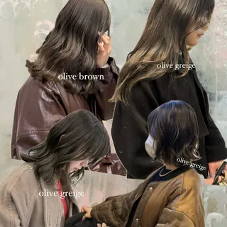 ミディアム カラー ミルクティー× グレージュMOMOのヘアスタイル