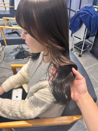 セミロング カラー 韓国×髪質改善カラー 💎hinaのヘアスタイル