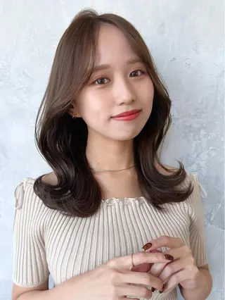 セミロング カラー 顔周り/くびれヘア 韓国ヘア💕風間るなのヘアスタイル
