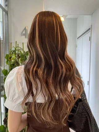 ロング カラー ハイトーン&髪質改善 ＆韓国エクステ🤎のヘアスタイル