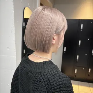 カラー セミロング ♡韓国ヘア♡ ブリーチ✨ハイトーンのヘアスタイル