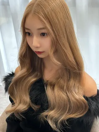 ロング カラー パーマ ヘアアレンジ 🤍韓国風/艶髪🤍 鳥越美羽のヘアスタイル