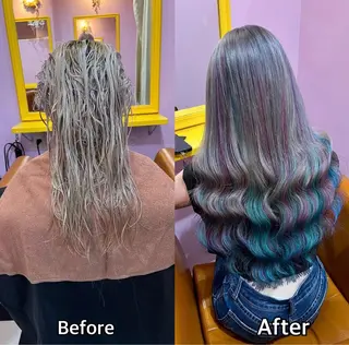 ロング シール＋ちび編み込み エクステ梅田🐨のヘアスタイル