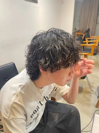 ミディアム 柏/シャドウパーマ/ ナチュラル/颯寿のヘアスタイル