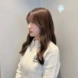 セミロング カラー 髪質改善カラー ブラウン🤎YUMEのヘアスタイル