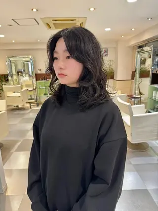 ミディアム パーマ ZENKO表参道店所属・デジタルパーマ 🌀ボブ　萩原　龍のヘアスタイル