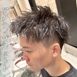 ショート カラー パーマ メンズ 💈メンズ特化 美容師サキ💈のヘアスタイル