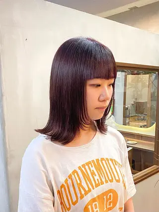 ミディアム カラー パーマ ヘアアレンジ ハル🌸柔色/ ブリーチなし/艶髪のヘアスタイル