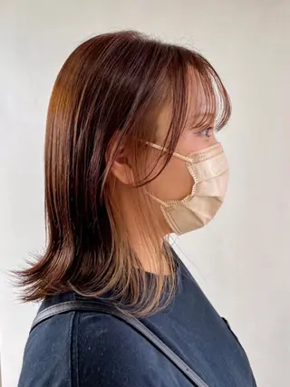 ミディアム カラー 富永 美玖のヘアスタイル