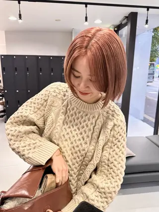 ミディアム カラー ピンクベージュ/新潟 万代/高橋桃葉🍑のヘアスタイル