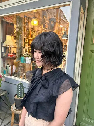 ショート パーマ 清水千優/パーマ/透 明感カラー/メンズのヘアスタイル