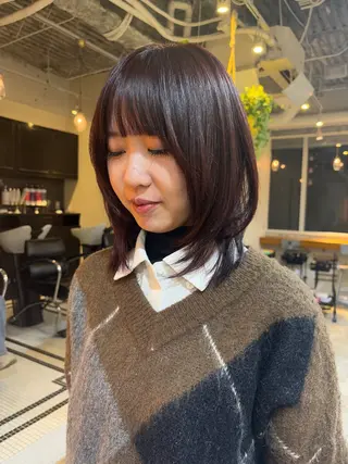 ミディアム カラー RIN/韓国ヘア レイヤーカットのヘアスタイル