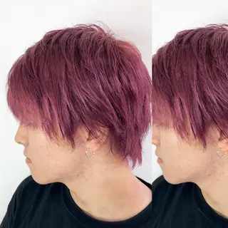 ミディアム カラー JuNブリーチに 縮毛矯正するプロのヘアスタイル