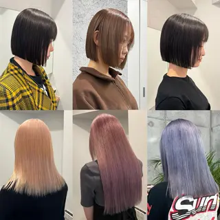 ショート カラー laff 新宿所属・切りっぱなしボブ レイヤー/縮毛矯正のヘアスタイル