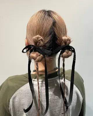 セミロング ヘアアレンジ 透明感カラー×ヘア アレンジ🪽しおりのヘアスタイル