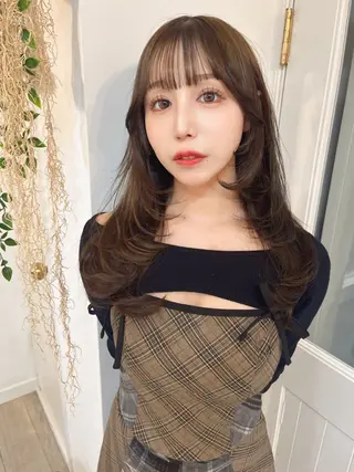 ロング 前髪&顔周りカット/ 韓国レイヤー/シバタのヘアスタイル