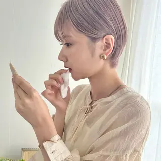 ショート カラー ハイトーン/ブリーチ 似合せカット/パーマのヘアスタイル