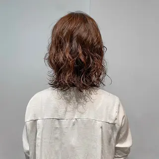 ミディアム カラー パーマ ヘアアレンジ Nancy所属・束感まつげ❤︎ あみのマツエク・マツパデザイン
