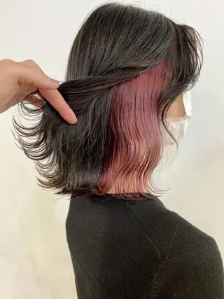 ミディアム カラー ヘアアレンジ 切りっぱなしボブ/ デザインカラー店長のヘアスタイル