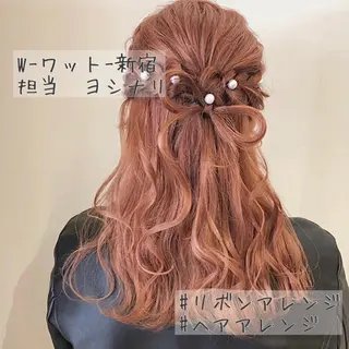 ロング カラー パーマ ヘアアレンジ メンズ キッズ ネイル マツエク・マツパ 新宿駅近♡友達とOK 🦋W -ワット -のヘアスタイル