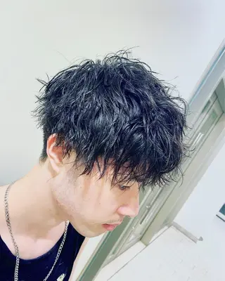 ミディアム パーマ メンズ ヒロ銀座ヘアーサロン池袋 サンシャイン通り店所属・カットモデル 募集/松本大岐のヘアスタイル