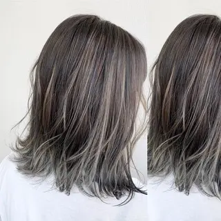 ミディアム カラー JuNブリーチに 縮毛矯正するプロのヘアスタイル