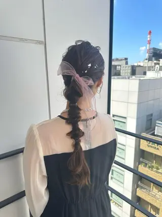 ミディアム カラー パーマ ヘアアレンジ メンズ キッズ ネイル マツエク・マツパ アイブロウ 顔周りcut/ 艶ワンカラー♥ちさきのヘアスタイル