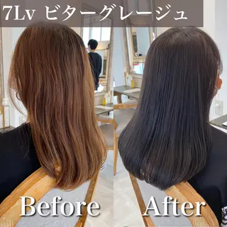 セミロング カラー ブリーチなし✨艶髪 カラー𓃲YAGIのヘアスタイル
