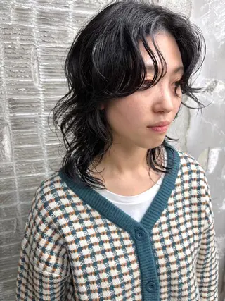 ミディアム パーマ 藤野 けいごのヘアスタイル