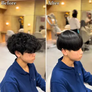 セミロング パーマ メンズ 🔮メンズ縮毛矯正 毛流れパーマ💎竹永のヘアスタイル