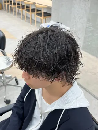 ミディアム パーマ メンズ 深谷 侑亮のヘアスタイル