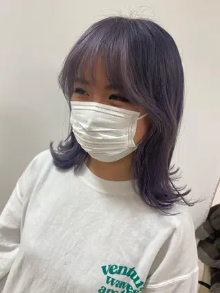 ミディアム カラー ハイトーン/ウルフ /レイヤー/坂野幸伸のヘアスタイル