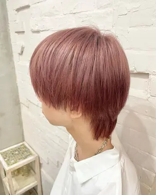 ショート カラー ヘアアレンジ メンズ 【ピンク/韓国ヘア/ ヘアセット】亜海のヘアスタイル