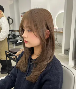 セミロング カラー ベージュ⟡˖レイヤー ˖ ࣪⊹あずきのヘアスタイル