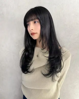 ロング カラー Qin shaire salon 原宿店所属・レイヤーカット 韓国ヘアayameのヘアスタイル