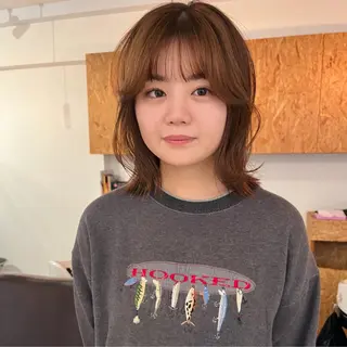 ミディアム 暖色/パーマ 🌼クニトウメイのヘアスタイル