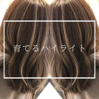 ミディアム カラー ブリーチ無し白髪ぼか し/艶髪/津嘉山のヘアスタイル