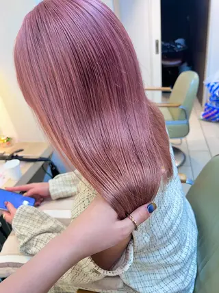 セミロング カラー ヘアアレンジ ハイトーンピンク🍑 ブリーチ🍑RINAのヘアスタイル