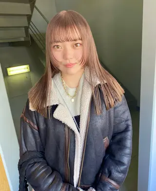 ミディアム カラー パーマ ヘアアレンジ 髪と音処　マトぺ所属・デザインカラー/ボブ ブリーチカラー/ユリのヘアスタイル