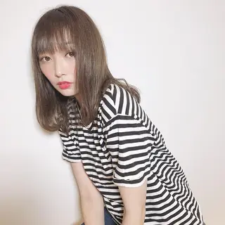 ミディアム カラー 店長/mao/ 前髪/顔周りカットのヘアスタイル
